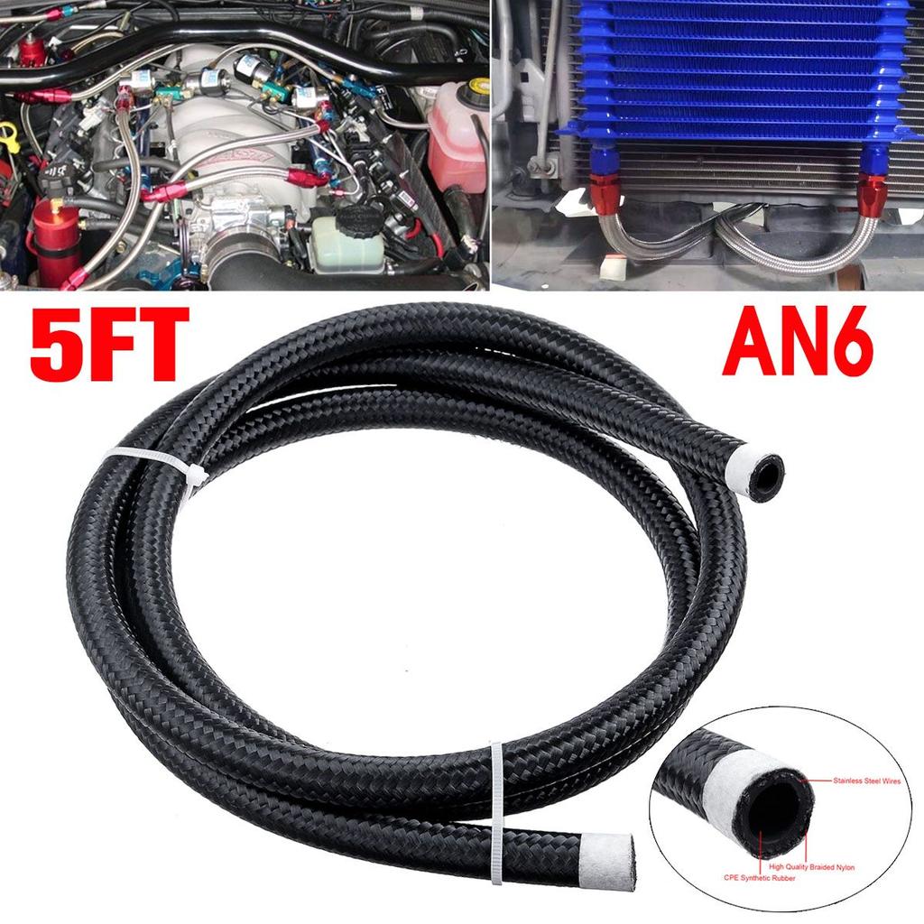 5FT AN6 AN10 Universal Car Fuel Hose Oil Gas Line Nylon Steel Braided Radiator Brake Hose Pipe  Nylon/Stainless Steel Braided