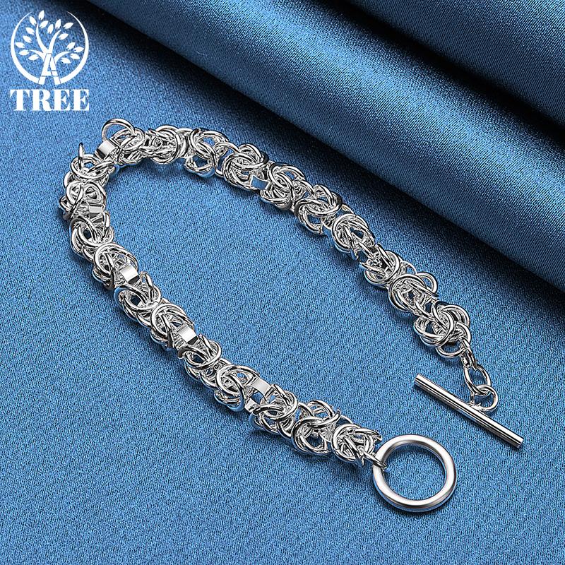 Bijuterii brățară cu cataramă OT cu lanț cerc interconectat din argint 925