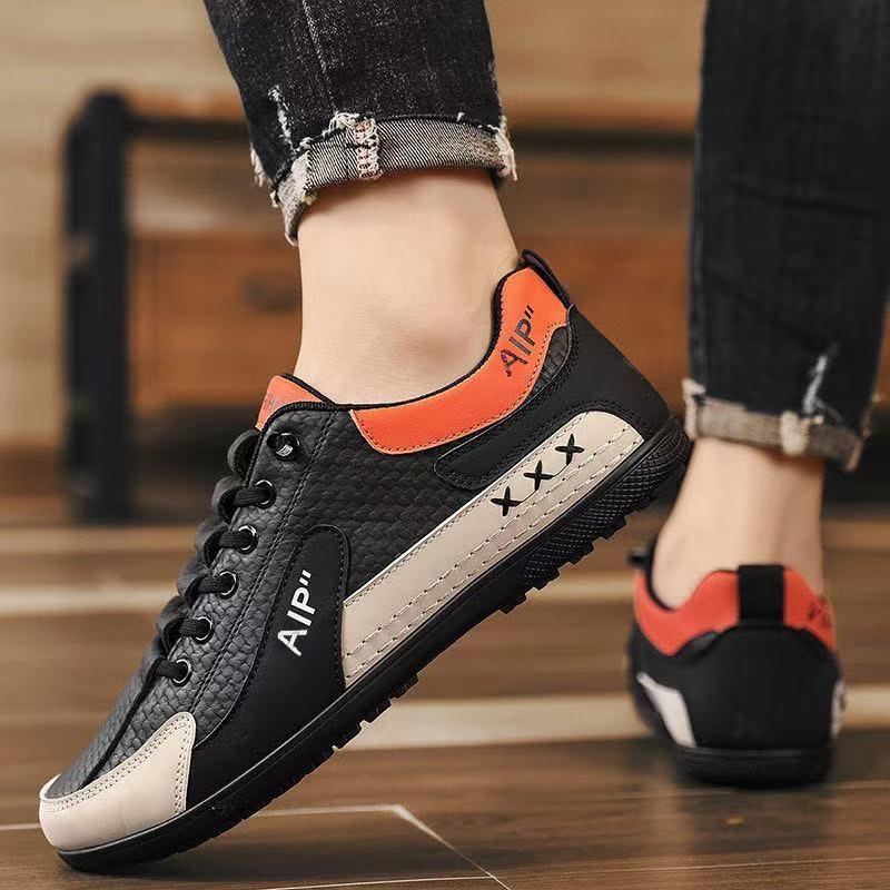 Scarpe casual da uomo in pelle slip-on stile europeo - Bianche, alla moda, da papà, per guidare, sportive