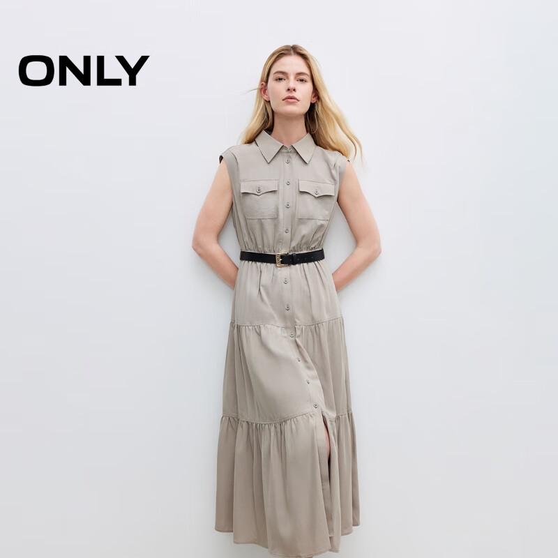 

ONLY Women s Sleeveless Lapel Tiered Maxi Dress S