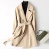 Small spring, autumn and winter new double-sided woolen cashmere coat women's medium and long woolen coat
