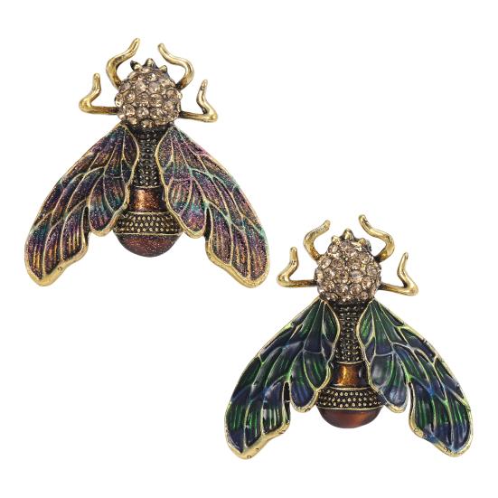 Animal Shape Brooch Rhinestones Inlaid Enamel Pin Vivid Appearance Coat Lapel Bag