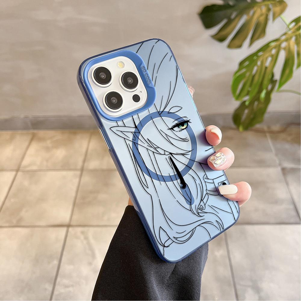 Hot Japan Sketch Comics Frieren Magsafe Magnetic Case for iPhone 11 12 13 14 15 16 Pro Max Plus Soft Silver Plated Anti Cover