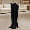 Winter  Overthe Knee Women Boots Stretch Fabrics High Heel Slip On Shoes Pointed Toe Woman Long Boots Size Plus Size 35-43