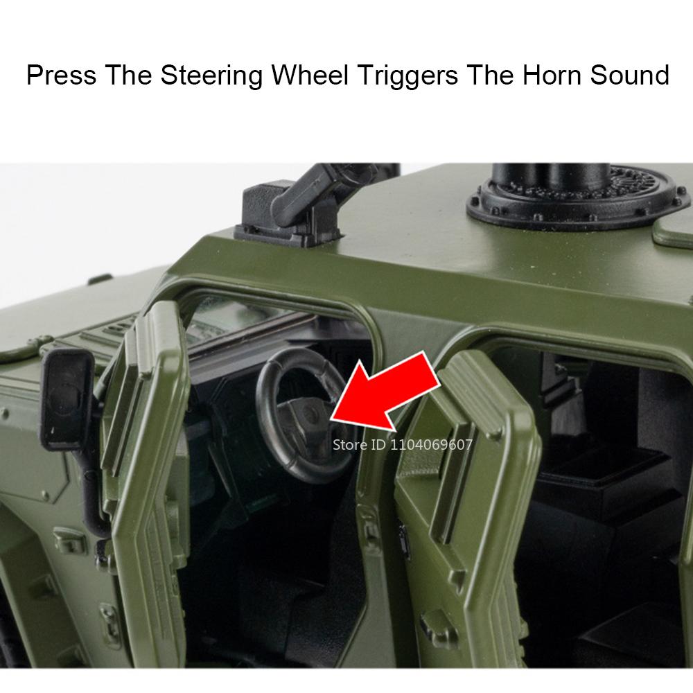 1:18 DongFeng MengShi Car Model Toys Alloy Diecast Military Off-road Cars Pull Back Sound Light Door Opened Boy Educational Toys