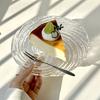 french tableware Home Fruit Salad Cake Plate Transparent Water Ripple Glass Plate Nebula Breakfast Dessert Dish Kitchen Tablewar