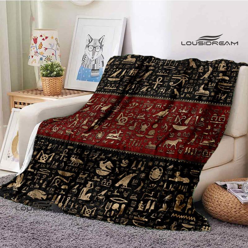 Egyptian Pictograph and Symbol Printing Blanket Children Warm Blankets Home Travel Soft and Comfortable Blanket Birthday Gift