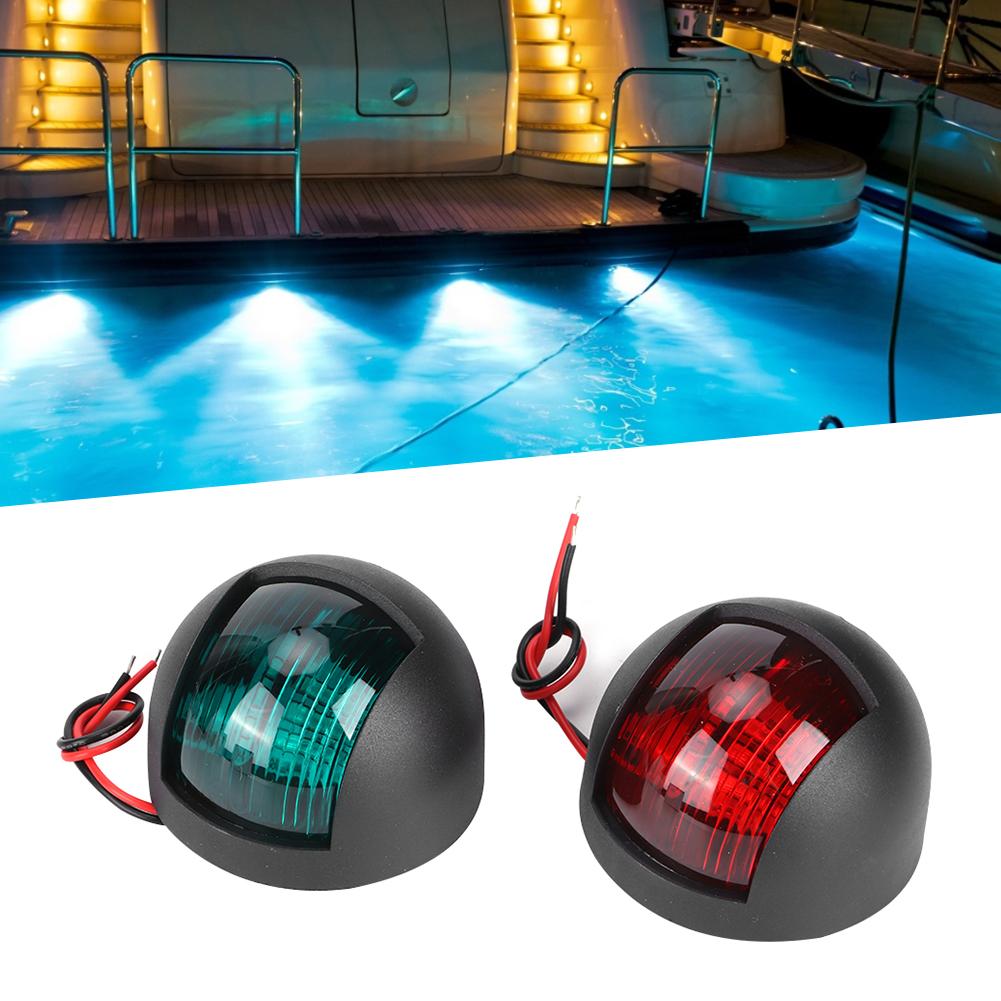 12V Runde LED Navigationsleuchte Wasserdicht Backbord Steuerbord Lampe für Marineboot Yacht Schwarzes Gehäuse RotGrün