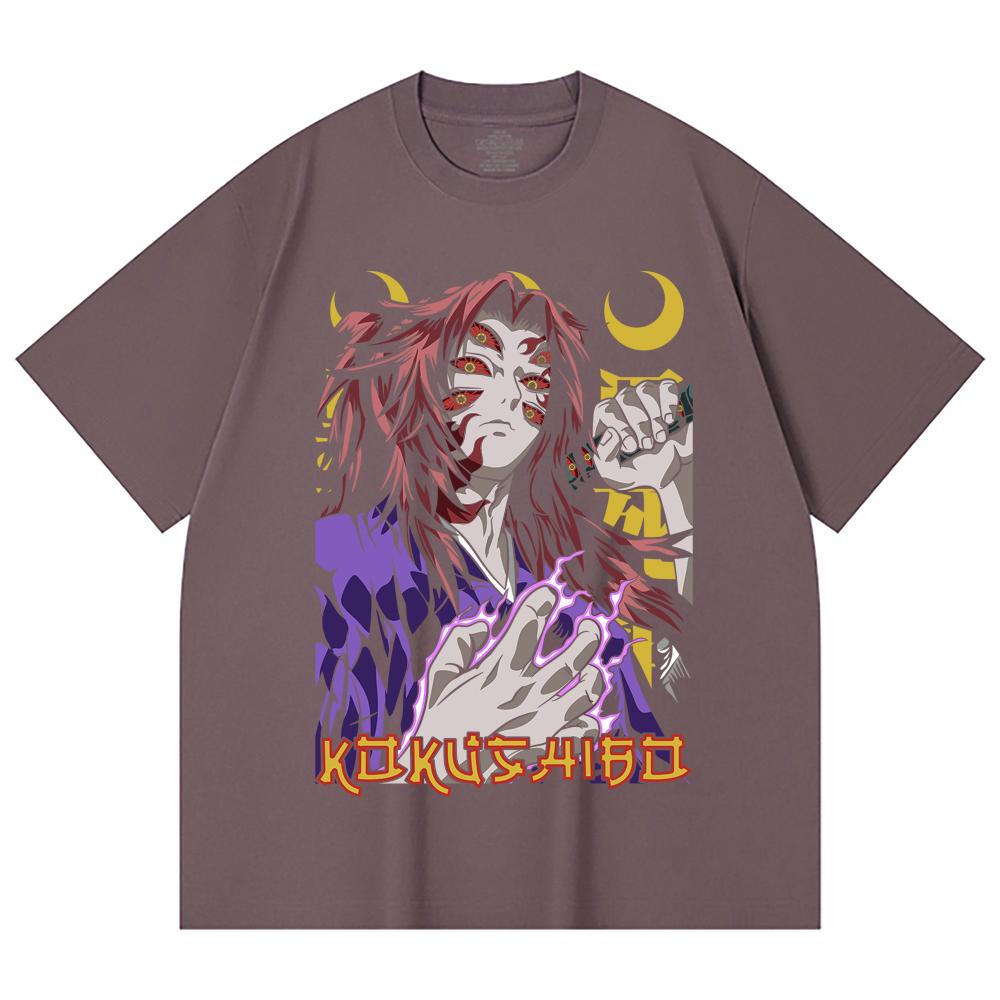 230 Gsm 100% Cotton Demon Slayer V105 Kokushibo Print Unisex Heavy Cotton T Shirt