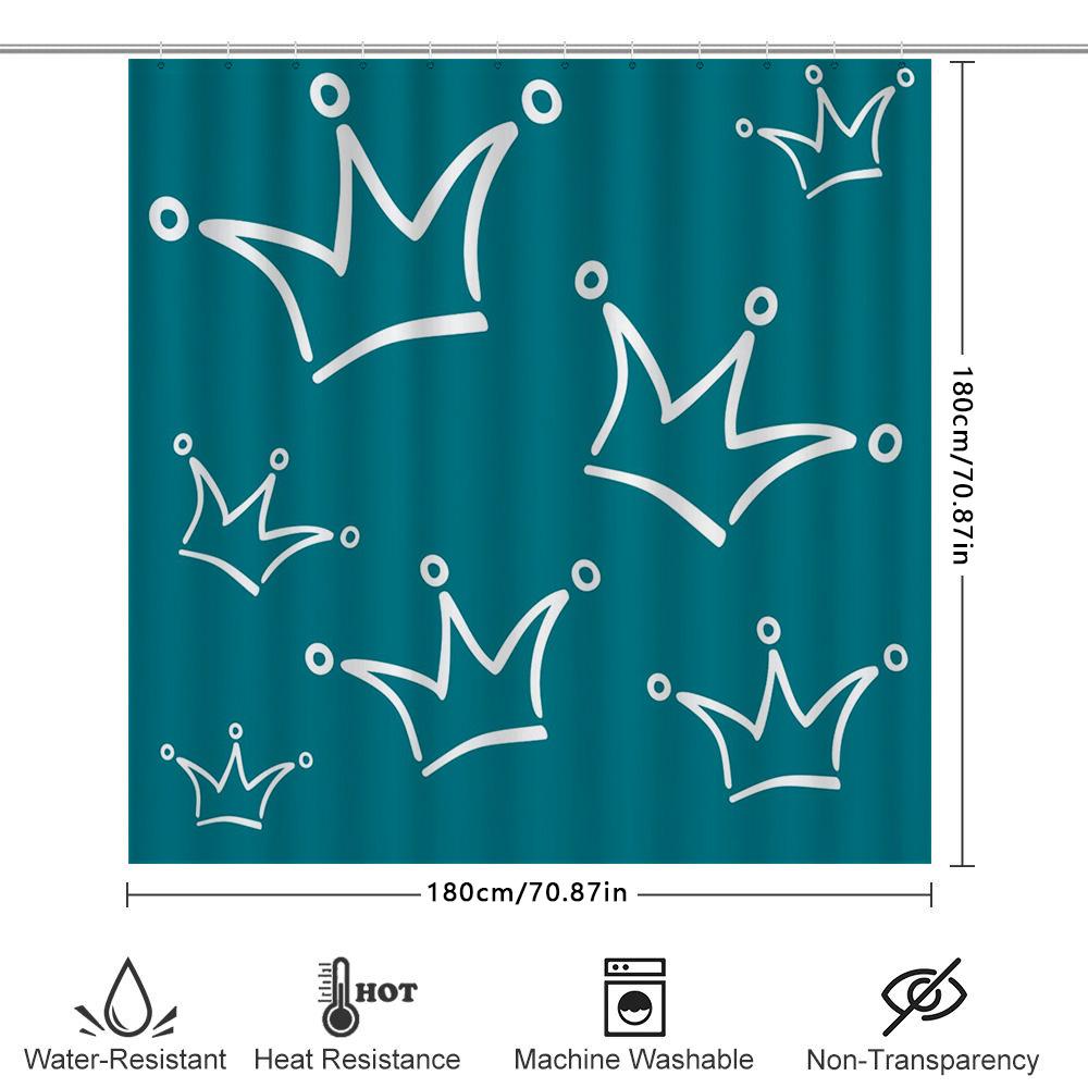 Royal Crown Shower Curtain Blue White Pattern Waterproof Bathroom Decor For Home Decoration