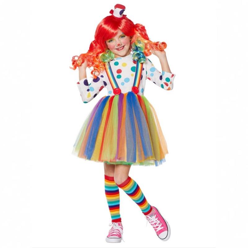 Halloween Children's Clown Costumes, Circus Thriller Clowns, Colorful Mesh Tutu