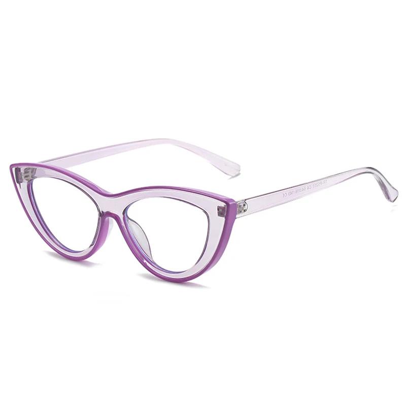 SHAUNA Ins Popular Fashion Cat Eye Contrast Color Women Glasses Frame Retro Clear Anti-Blue Light Men Optical Frame