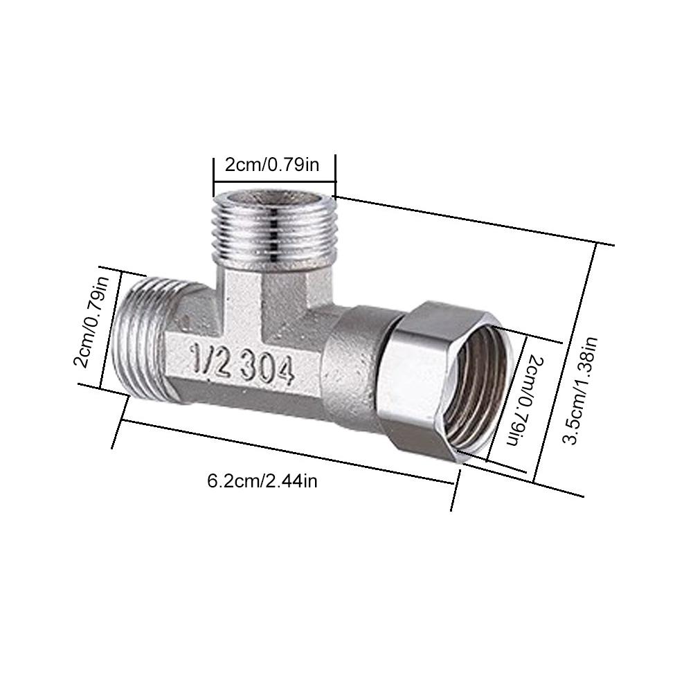 G1/2 3-Way T-Adapter 304 Stainless Steel Water Splitter External-External-Internal Threaded Shower Diverter Valve For Bathroom T