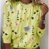 Women's T-shirt with 3D Floral Print and Fashionable Long Sleeves