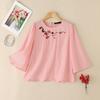 ZANZEA Women Casual Floral Embroidery Loose Summer 3/4 Sleeve Blouse