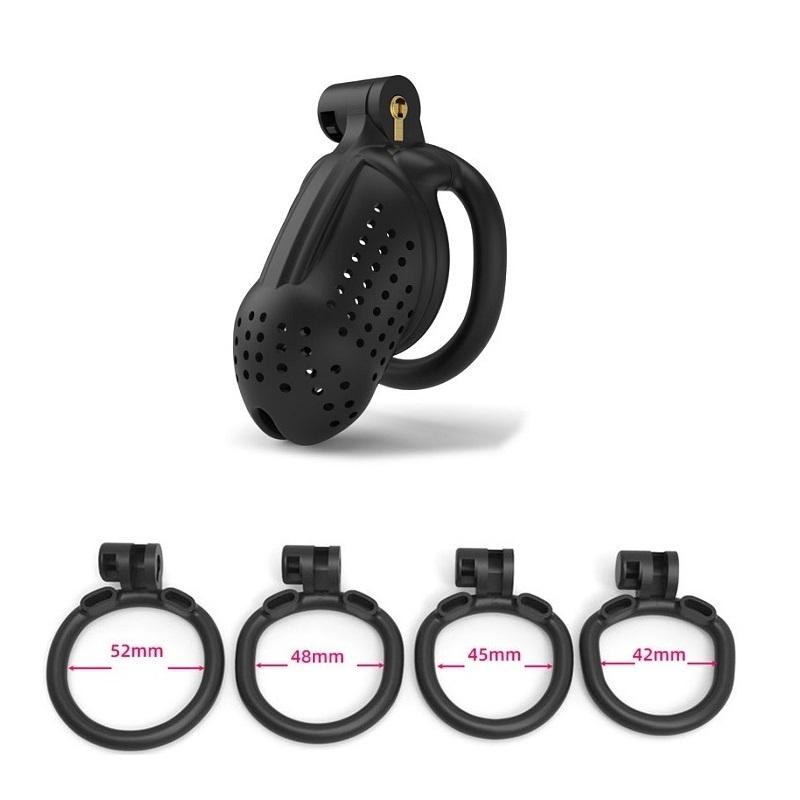 New Male Chastity Cage Device with 4 Cock Rings Set Penis Cage Ball Lock Chastity Belt Sex Toys for Men Couples Adult Supplies