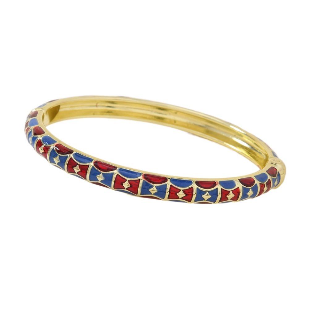 Chinese Hawaiian Flower Bangle Square Shape Women's Hand Bracelet Vintage Cloisonne Bangle Girls