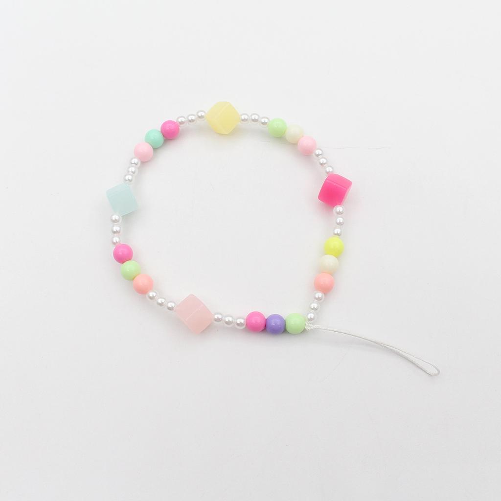 Süßes Mädchen kurzes Smiley-Gesicht Stern Handykette Farbe weicher Ton gemischte Perlen Handyanhänger Schmuck.