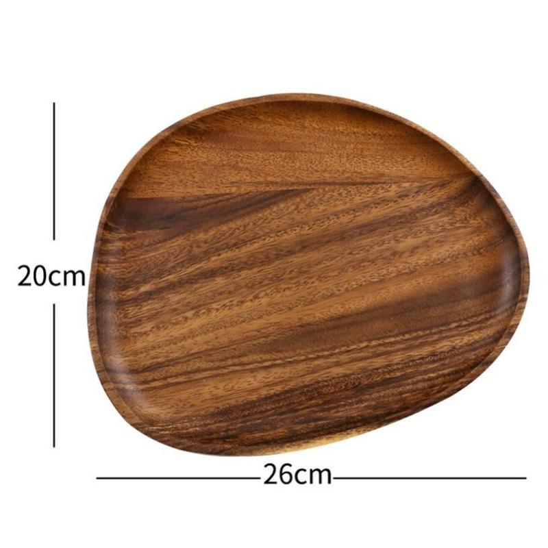 1 stück Ganze Holz Akazie Unregelmäßigen Oval Massivholz Platte Obst Gerichte Steak Pasta Tablett Dessert Teller Geschirr