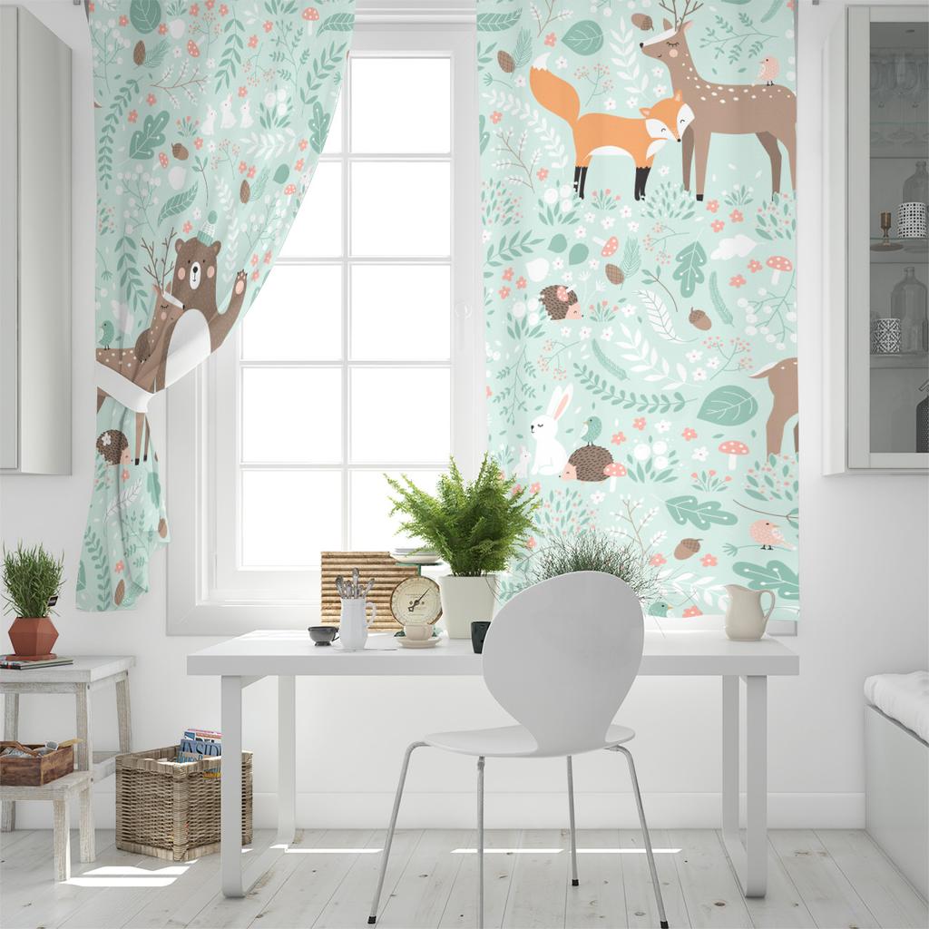 Tende da finestra a tema animali della foresta Tende per soggiorno Articoli decorativi Soggiorno