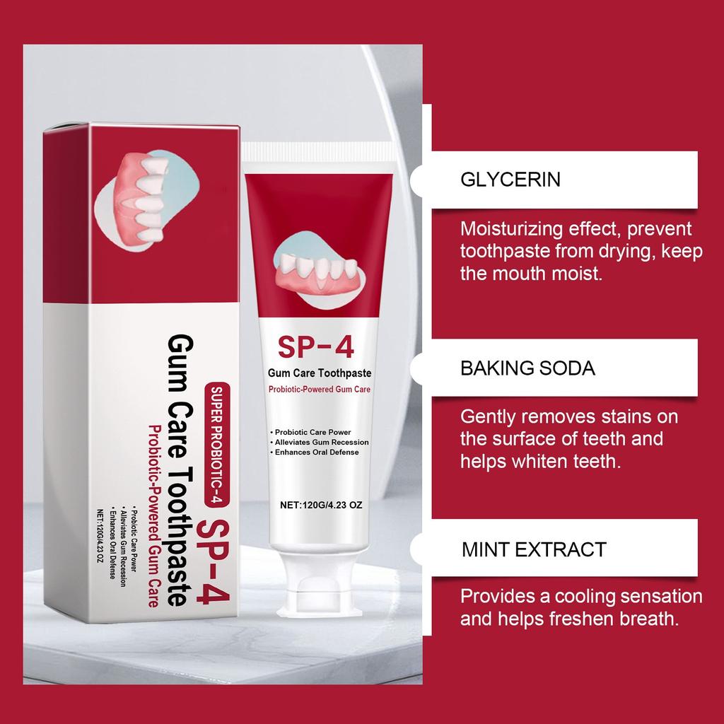 SP-4 Toothpaste, Sp-4 Probiotic Toothpaste, SP-4 Whitening Toothpaste, Fresh, Breath, Toothpaste, Toothpaste, Stain Removal, Complete Tooth Care 120g
