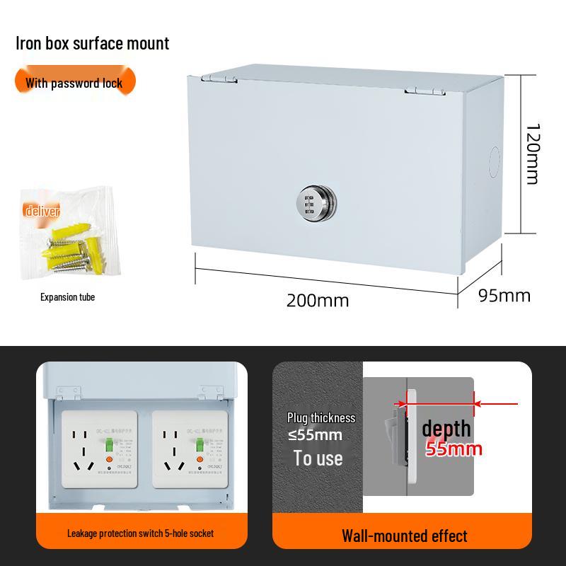 Weatherproof Surface-Mount Outdoor Electric Scooter Charging Socket with Lock, 86 Type 10A.