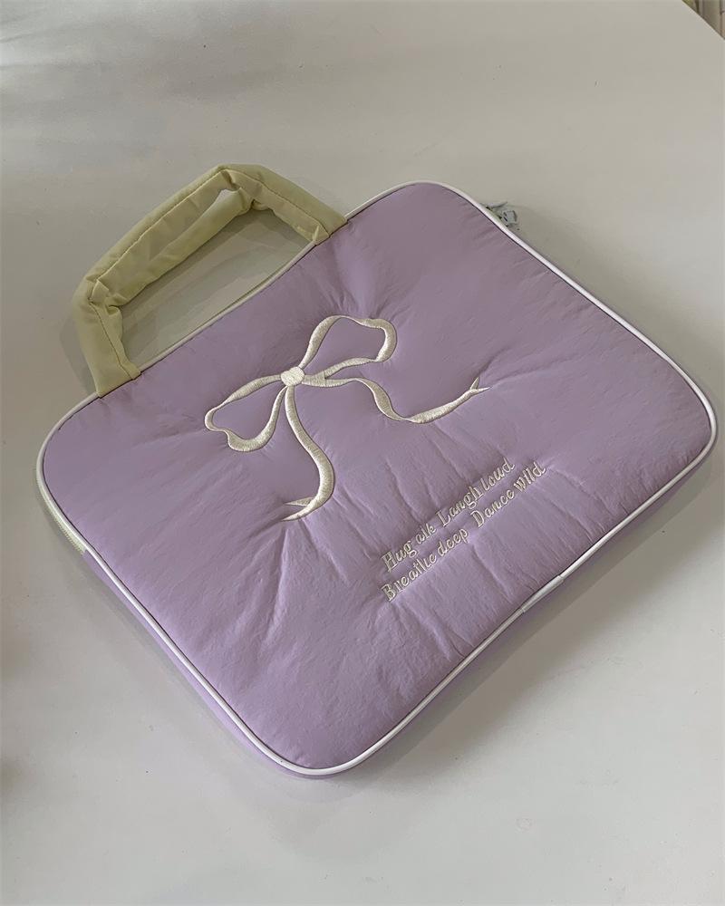 

Милый вышитый бант сумка для хранения ноутбука/планшета iPad 11/13/15 дюймов 11 inches (vertical) фиолетовый