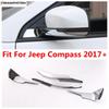 Side Door Rearview Mirror Rubbing Strip Decoration Sequ Cover Trim For Jeep Compass 2017 - 2024 Chrome Accessories Exterior
