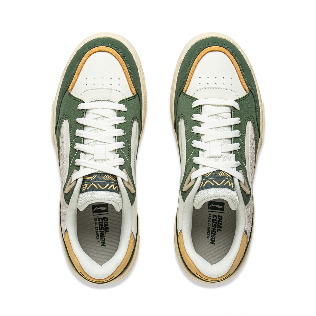 Li Ning Wave LOW Abrasion Resistant, Lightweight, Balanced Low Top Skateboard Shoes Men's Green White AGCV263-4