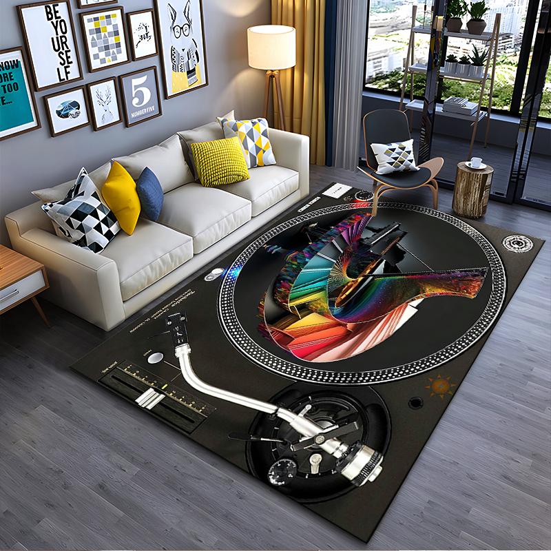Bunter Piano-Plattenspieler Kunstteppich Rutschfester Teppich geeignet für Wohnzimmer- und Schlafzimmer-Sofas.
