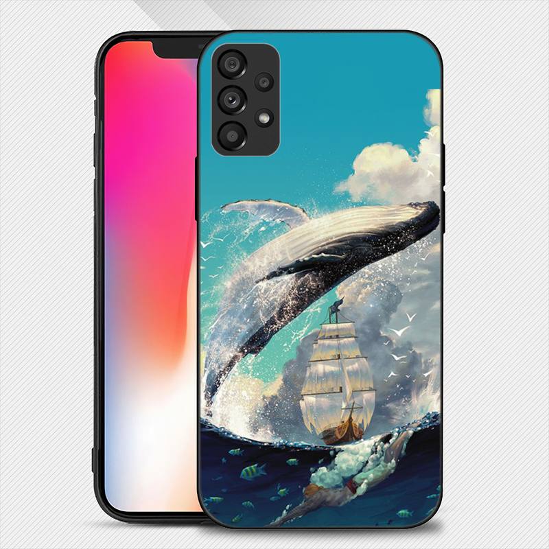 Charming Whale Paint Phone Case For Samsung Galaxy S22 S23 Ultra S21 S20 FE Plus Note 20 Soft Cover