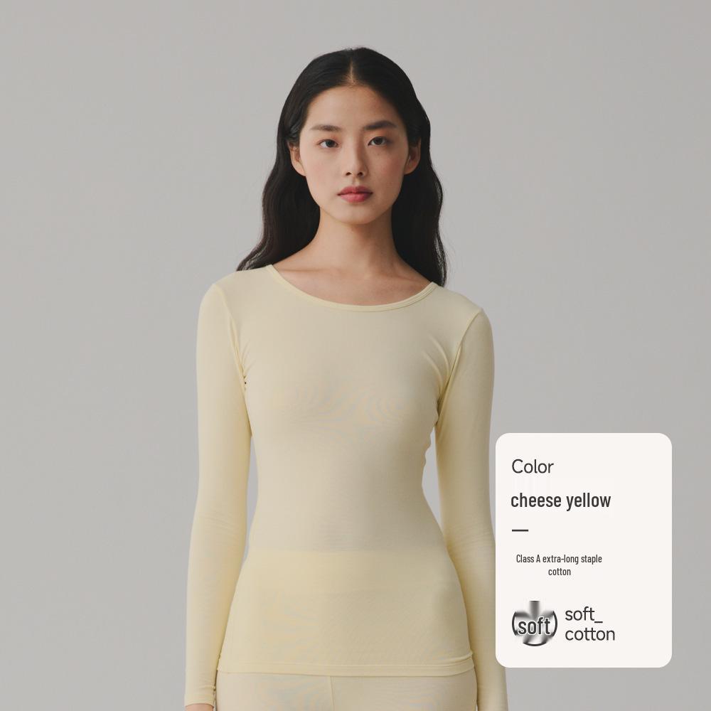 Dámský top s dlouhým rukávem z čisté bavlny v jednobarevném provedení