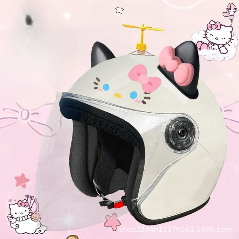 Erwachsenenhelm All-inclusive Helm für Männer und Frauen, Winter Ohrenschutz zum Warmhalten, Niedliche KT-Katze
