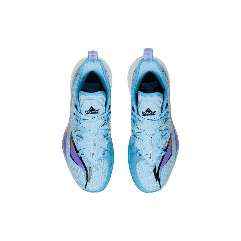 Li Ning Power 9 Basketball Shoes Men's Mid Top Light Blue/Black ABAS073-3