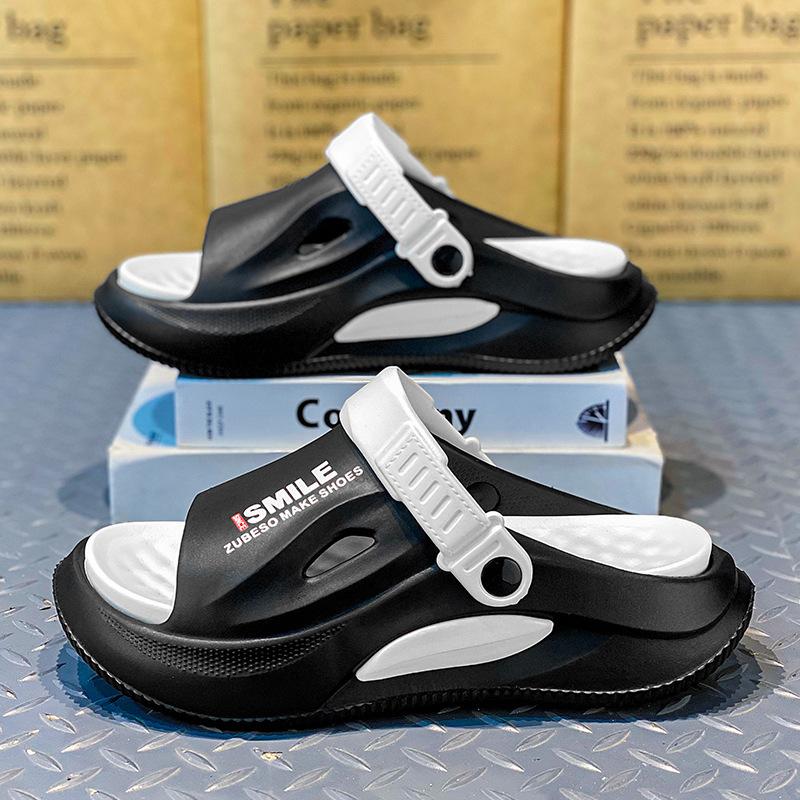 

Модные парные тапочки 2025 Лето Новые Дышащие Легкие Мужские Пляжные Туфли на Мягкой Подошве Удобные Модные Сандалии с Увеличением Роста 36-37 чёрный