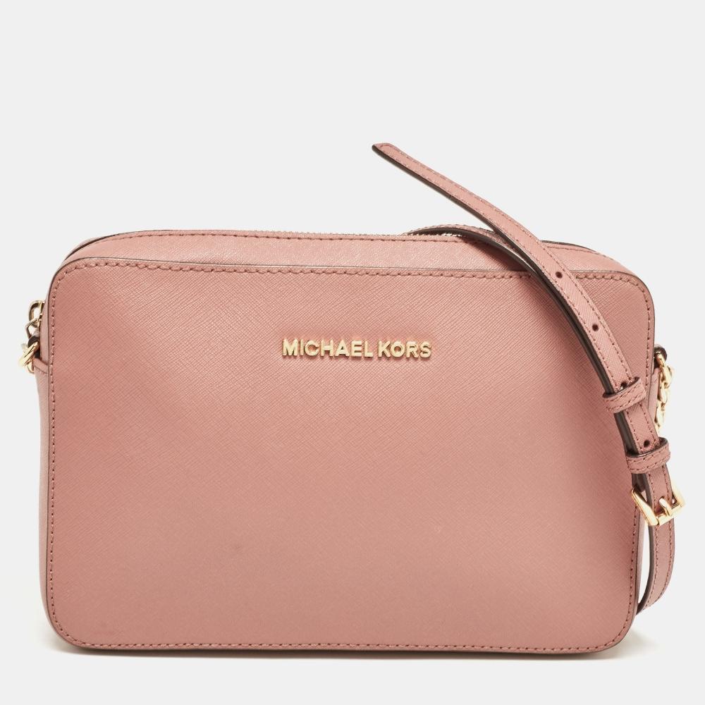 

Michael Kors Old Rose Leather Large East West Jet Set Crossbody Bag pink