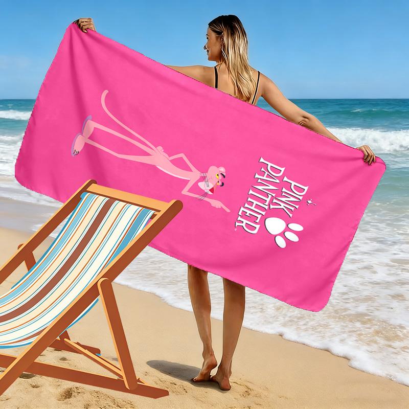 Pink Panther Print Beach Towel, Large Soft Quick Dry Towel for Beach Camping Swimming