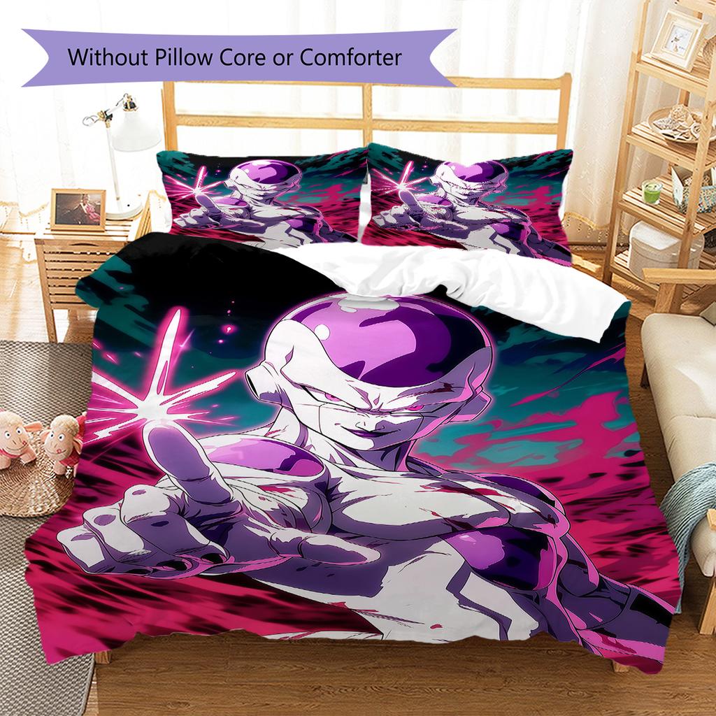 Frieza Pattern Bedding,Quilt Set Quilt Cover Pillowcase Home Birthday Gift (1 * Duvet Cover + 2 * Pillowcase, Without Core)