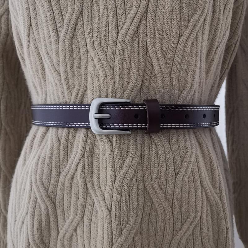 Fashionable Pure Leather Womens Belt With Pin Buckle For Office And Daily Use