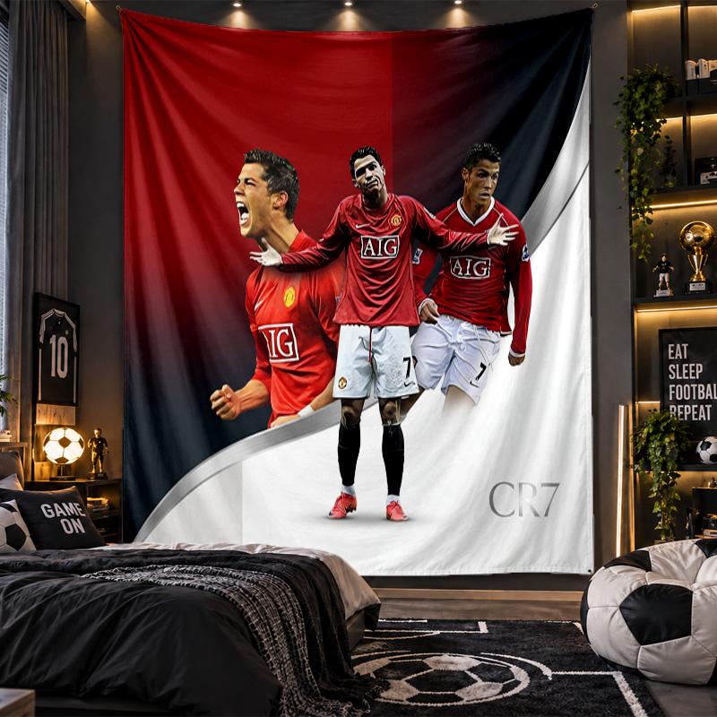 Wall Hanging Tapestry Cristiano Ronaldo Print Cloth for Living Room Bedroom Home Decor