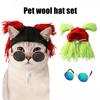 Pet Costume Accessories Set Funny Hat & Glasses Adjustable Headband Novelty Sunglasses