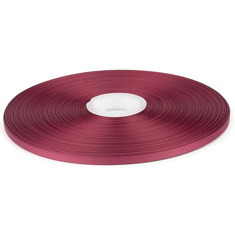 

[Tekdeere]Width 6mm solid Burgundy grosgrain ribbon, perfect for gift wrapping, sewing, hair accessories, wedding decorations - 91m/roll