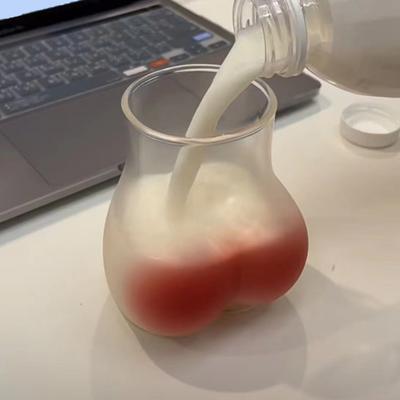 401–500 ml Tasse in Po-Form, lustige Kaffeetasse, Pfirsich-Po-Trinktasse, neuartiges Glas für heiße und kalte Getränke für die Dekoration zu Hause, in der Bar oder im Restaurant