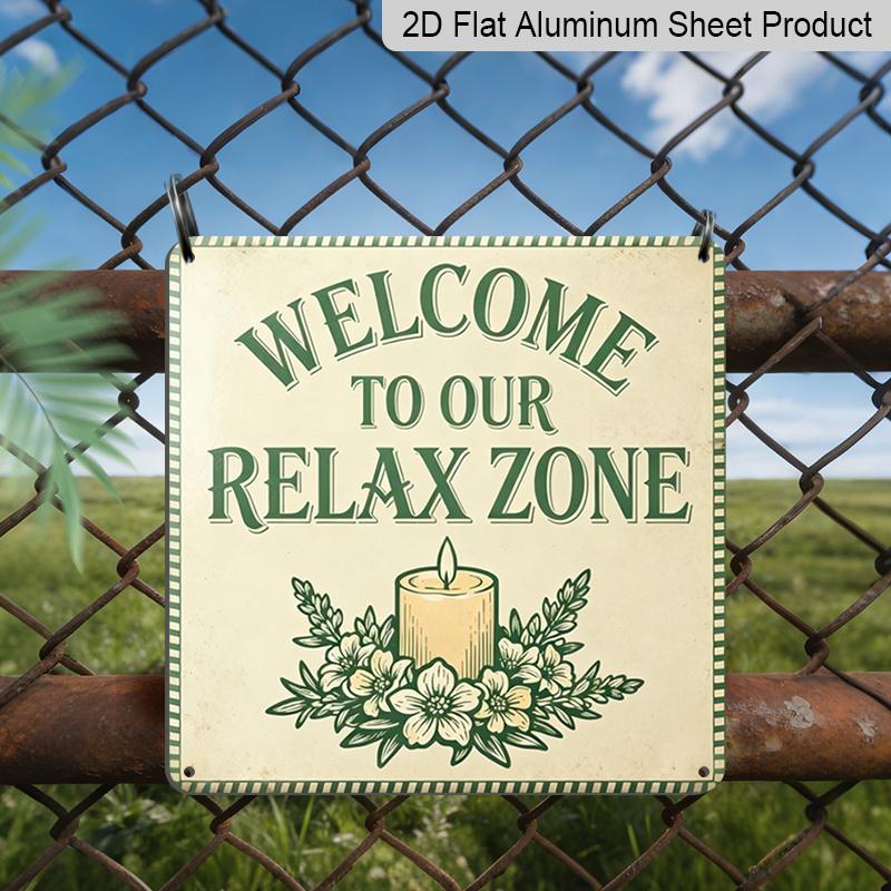 2D Flat, 1pc, Outdoor Wall Art, Welcome To Our Relax Zone Sign, Living Room Wall Art, Spa Decoration, Bedroom Display, Rustic Cozy Style, Minimalist
