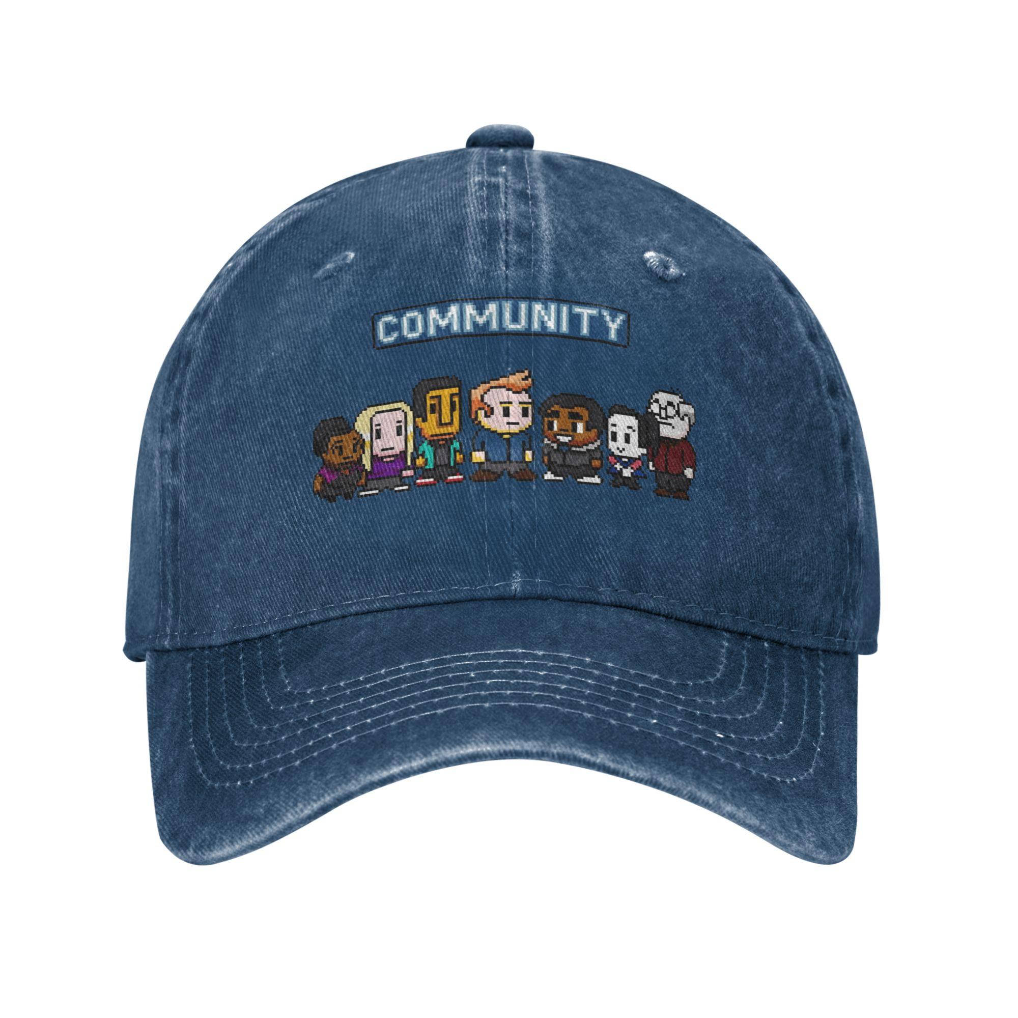 

Community Bit Character Team Tv Show Unisex Baseball Cap Distressed Denim Washed Caps Hat Casual Outdoor Summer Snapback Hat One Size