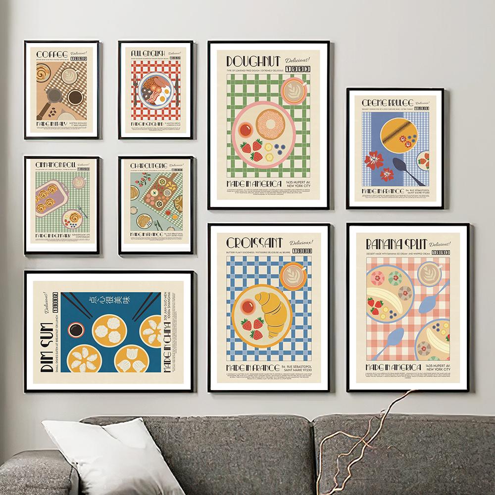 Japanese Korean Foods Wall Art Print Picture Cartoon Cooking Noodle Breakfast Kimchi Sushi Poster Canvas Painting Kitchen Decor