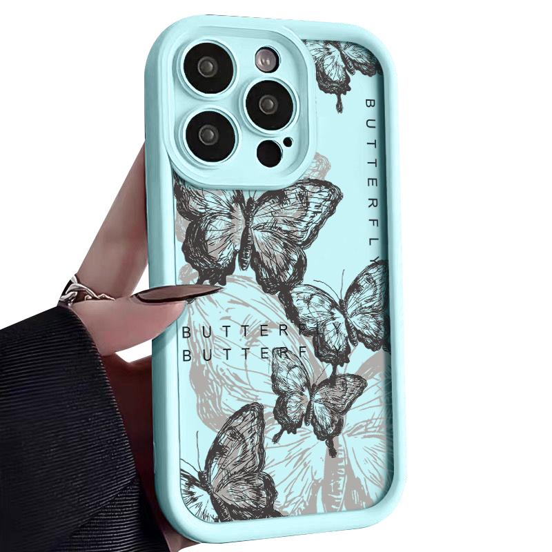 

Чехол-бабочка Candy Color Ink для iPhone 16 Pro 15 14 Pro Max 13 12 11 Pro Max Xr Xs X 7 8, противоударный, мягкий, тонкий чехол из ТПУ iPhone 16 Pro Max синий