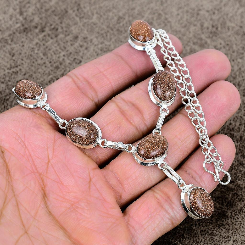 Red Sunstone Gemstone Handmade 925 Sterling Silver Jewelry Necklace 18" KKG-395