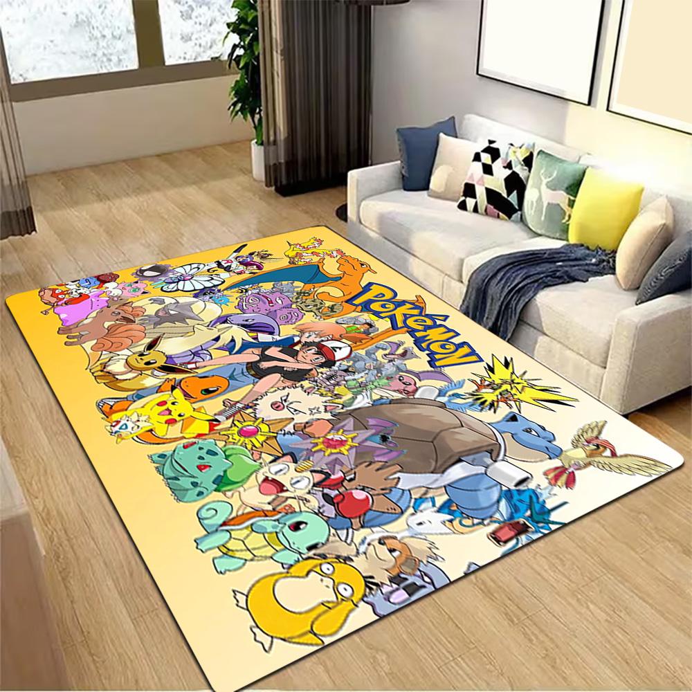Pokemon Go Pikachu Poster Decoration,Carpet,Living Room,Bedroom, Non-slip,Square rug