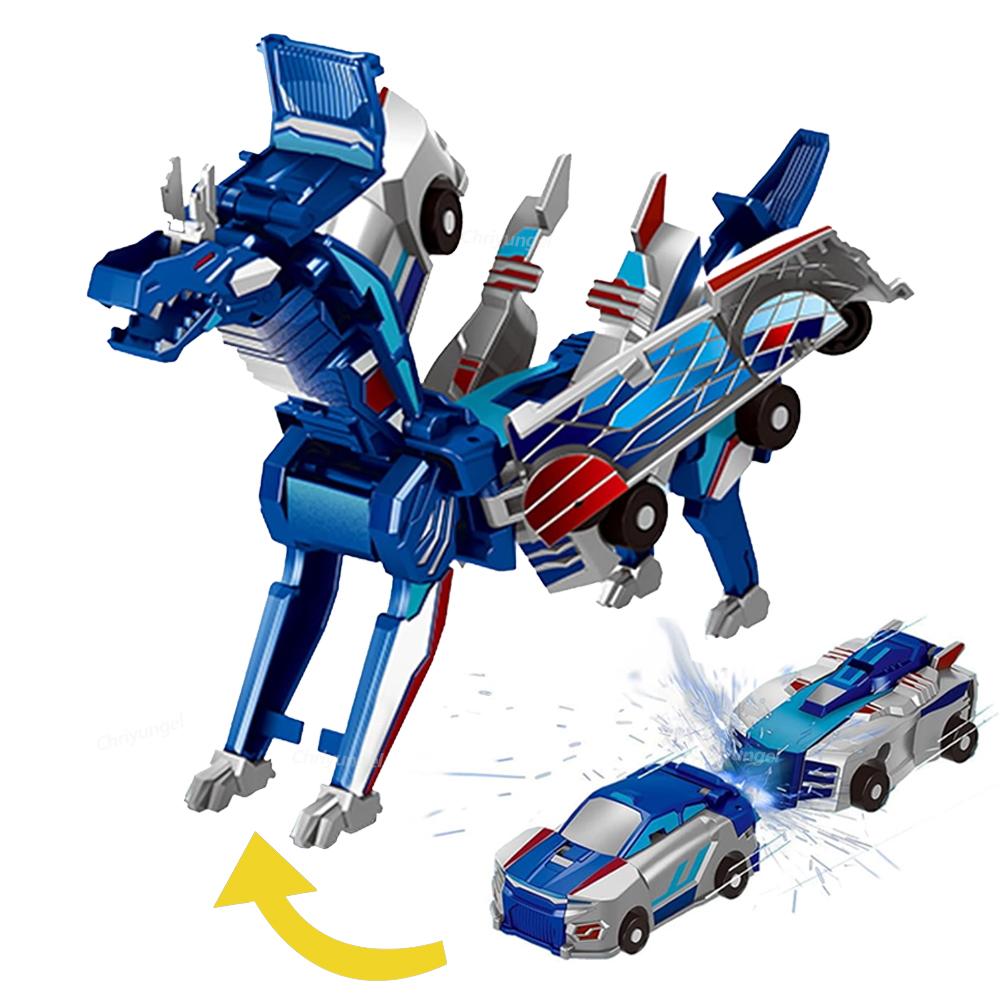 2 In 1 Magic Transformation Car Kids Transformer Toys Deformed Horse Model Magnetic Collision Deformation Car Gift